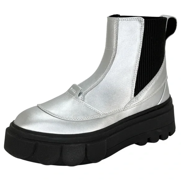 Sorel Caribou X Silver Leather Waterproof Womens Chelsea Boots Size 8M - Picture 2 of 14